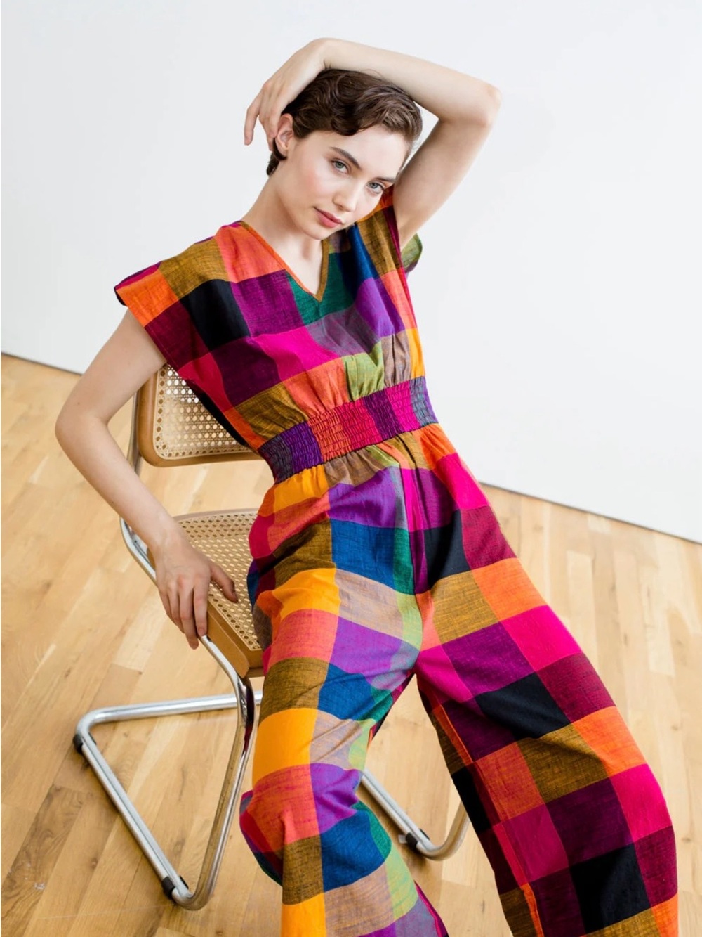 Rujuta Sheth NY Plaid Multicolor Jumpsuit Size Large